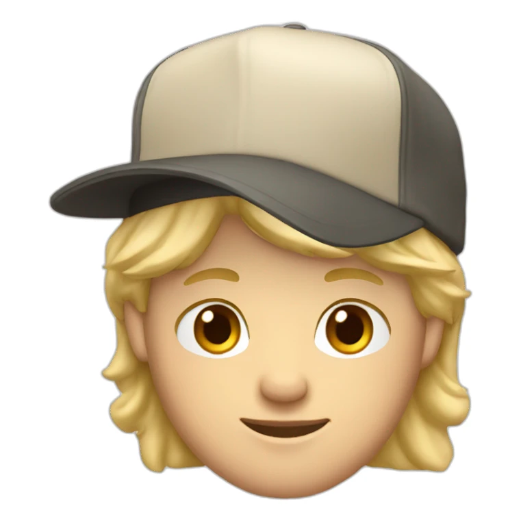 blonde guy wearing a cap with a mac book pro sticker