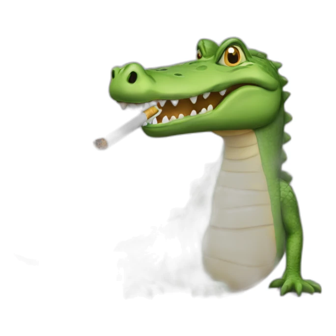 Crocodile with cigarette sticker