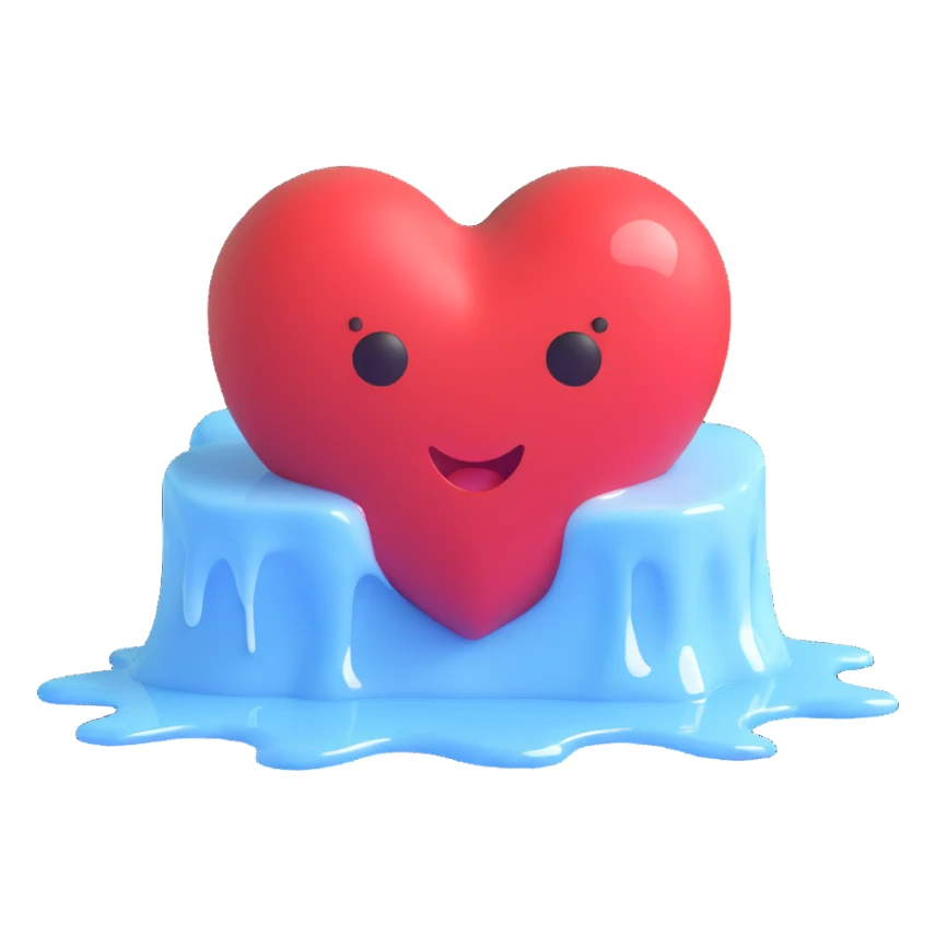 a heart melting an ice cube sticker