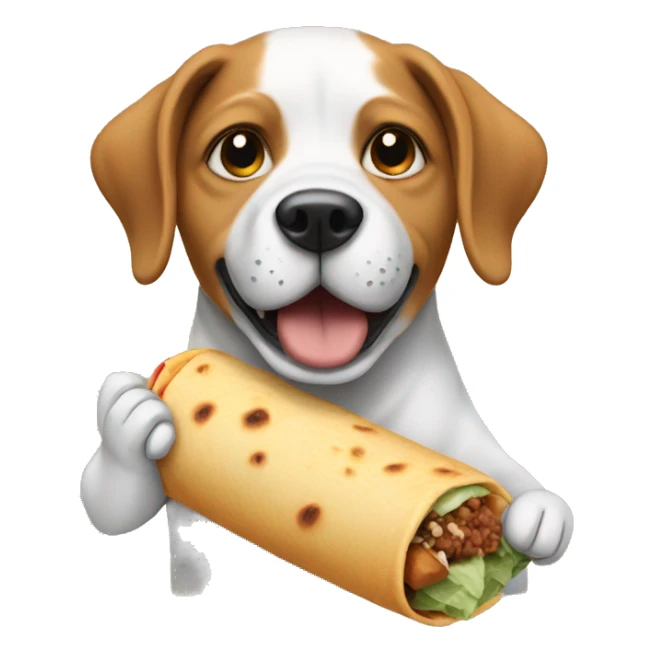 A dog eating a burrito sticker