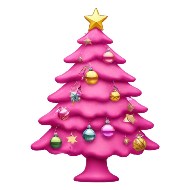 Pink Christmas tree with disco ornaments  sticker