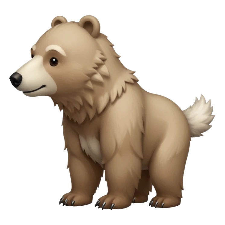 Brown polar bear with a wolf’s tail sticker