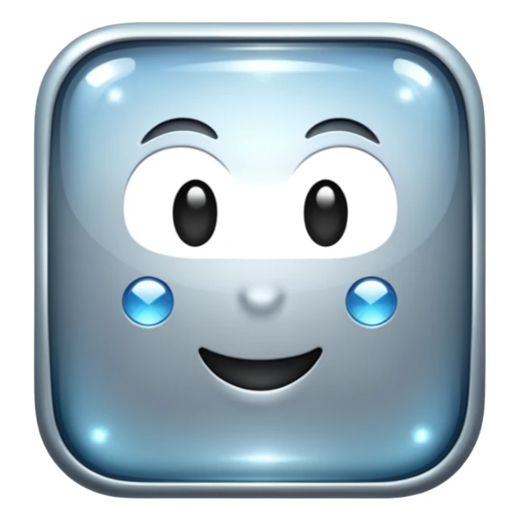 Sparkly glossy silver glass square sticker