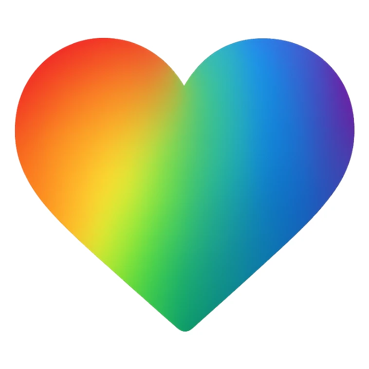 heart icon with a rainbow gradient, digital illustration sticker