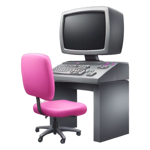 Pink gaming computer with pink chair  sticker