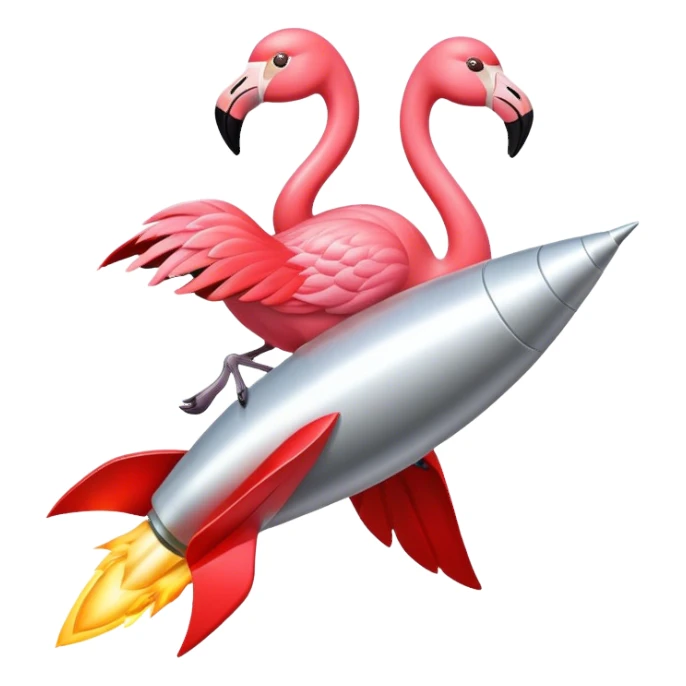 Flamingo with Supermancape sitting on a rocket sticker
