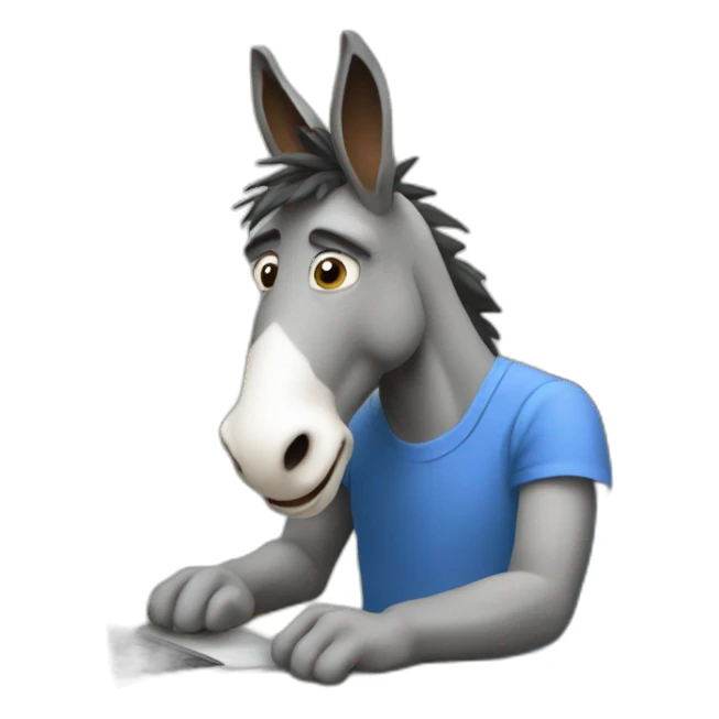 The donkey works at the computer sticker