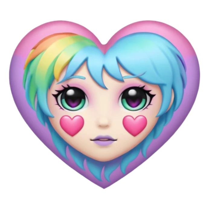 pastel goth heart with pastel rainbow sticker