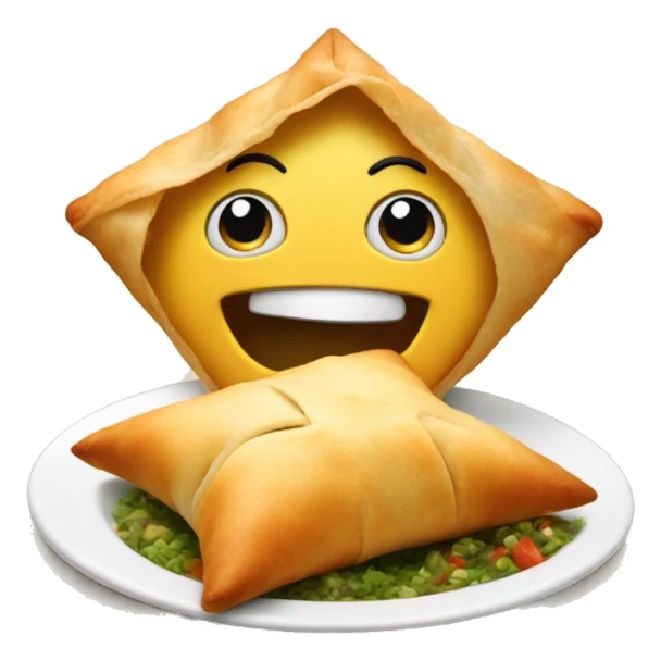 Happy face eating samosa sticker