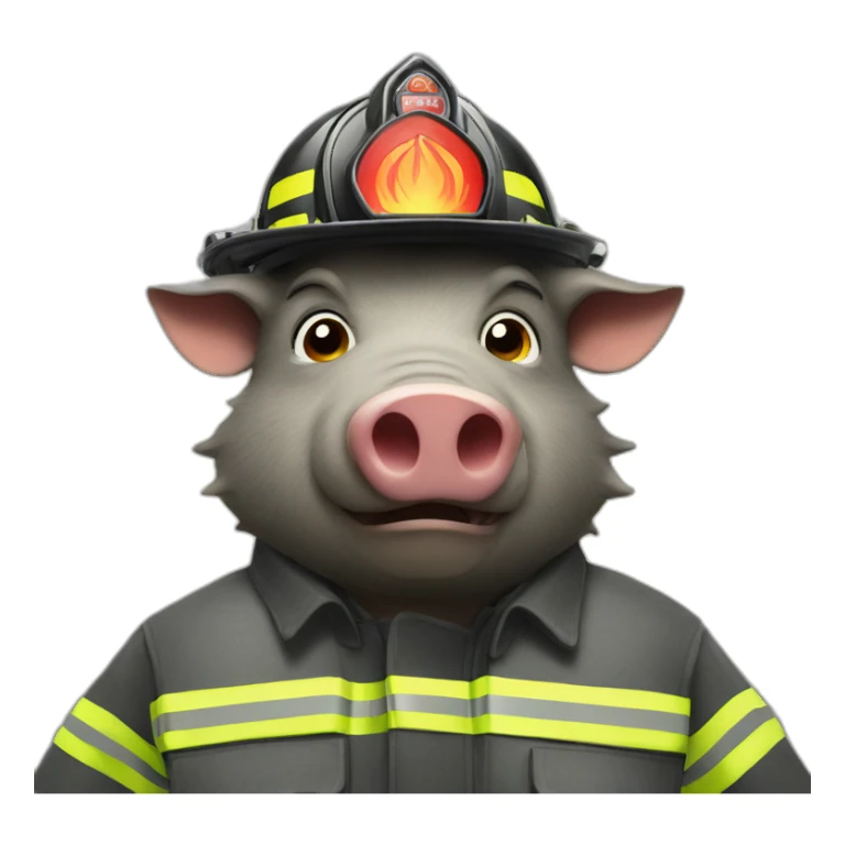boar as firefighter sticker
