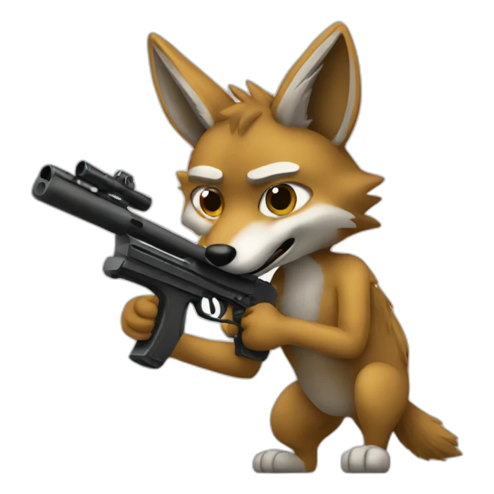 Coyote with gun sticker
