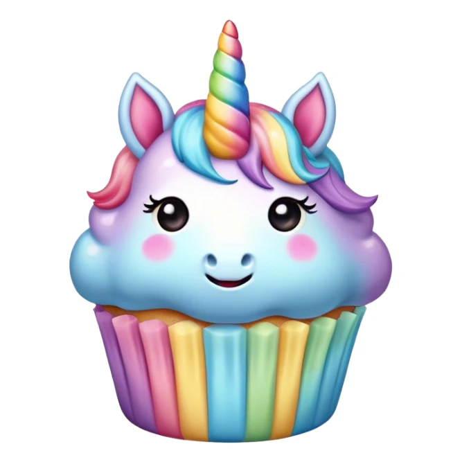  cute puffy pastel rainbow unicorn cupcake sticker
