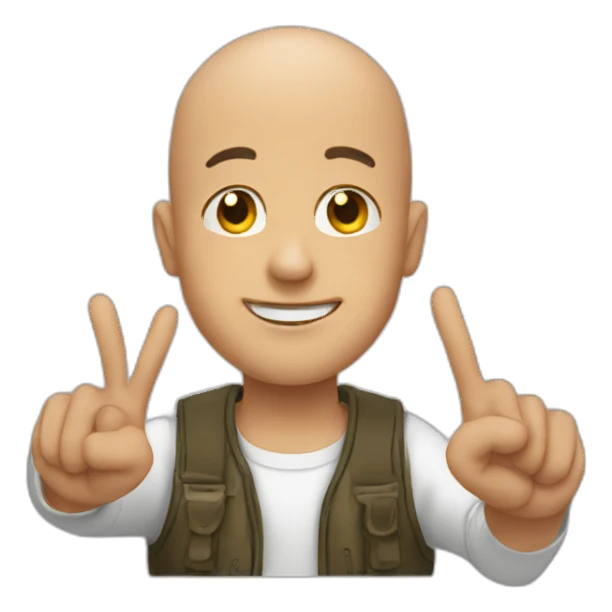 bald guy doing peace sign sticker