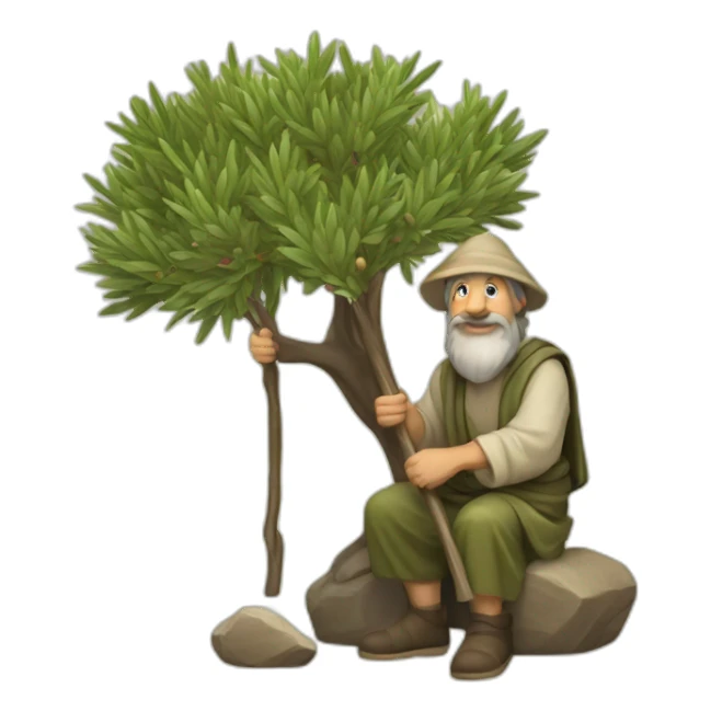olive tree and shepherd with a stick sticker