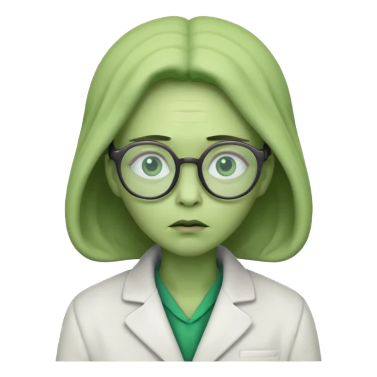 alien, glasses, white coat, sleepy sticker