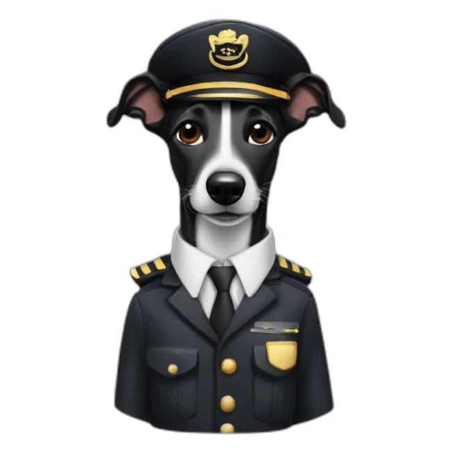 fully black whippet dressed as pilot sticker