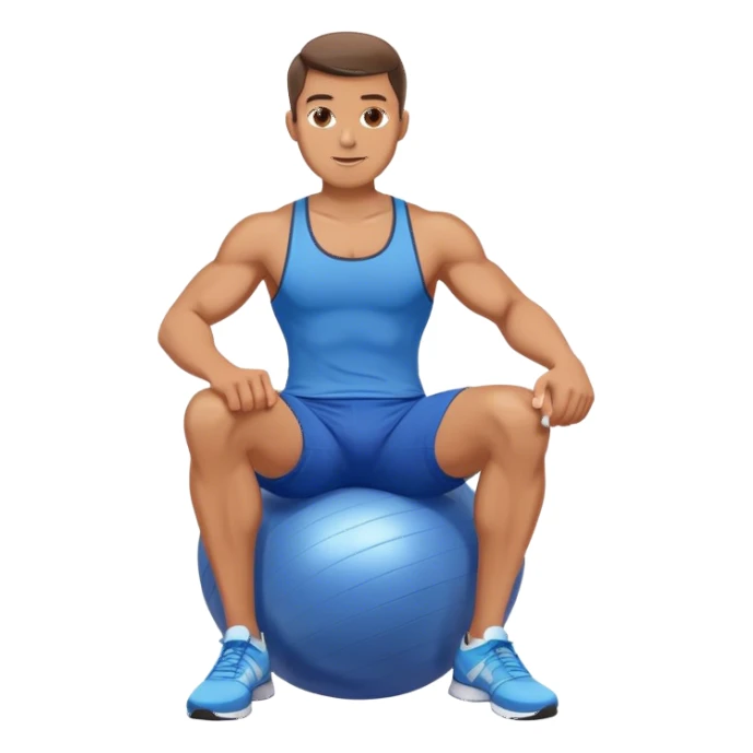 fit man with blue shorts stability ball exercises sticker