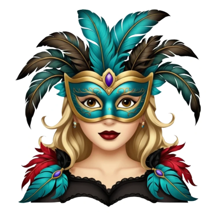 a woman with Masquerade  sticker