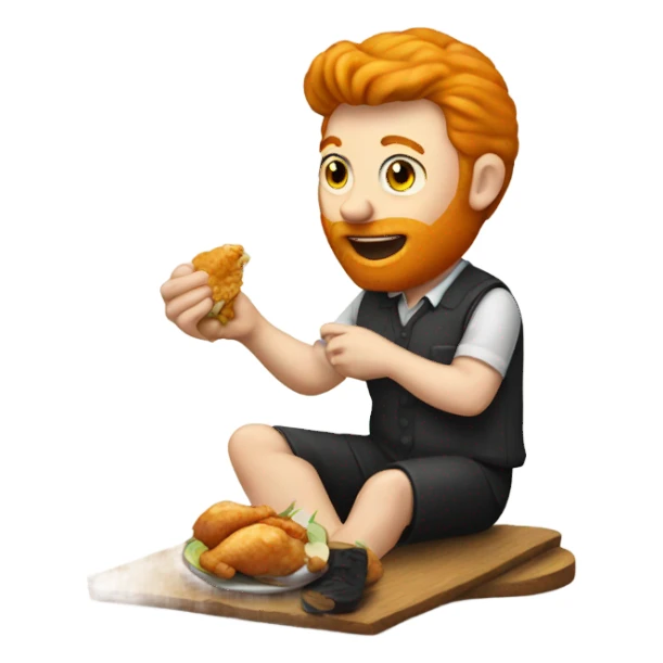  ginger man eating chicken  sticker