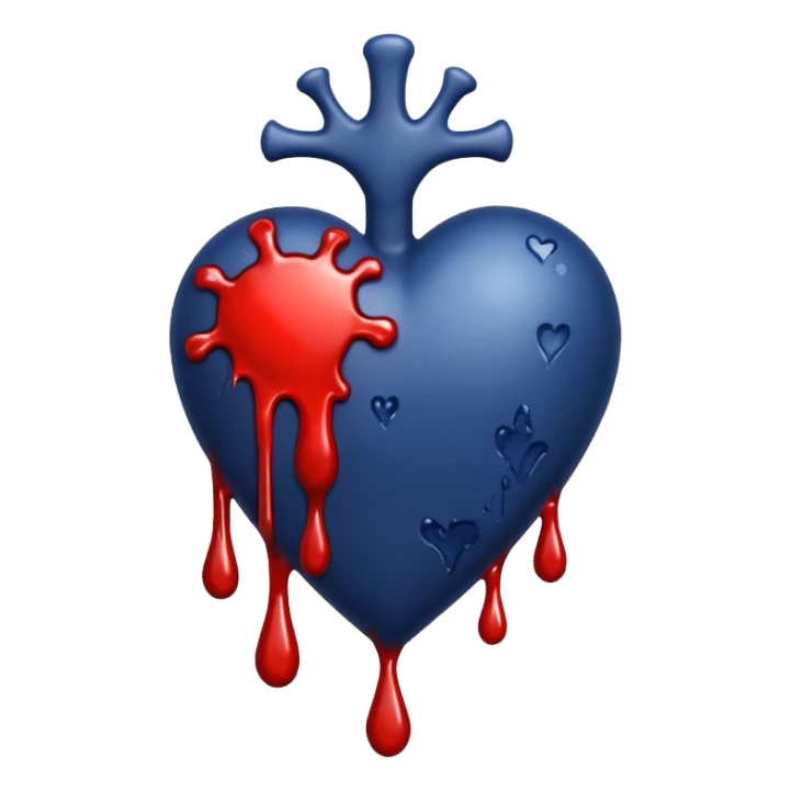 Bleeding navy blue heart with no face sticker