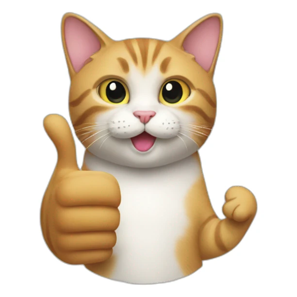 Cat whith one thumb up sticker