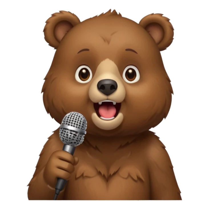 a bear singing into mic sticker