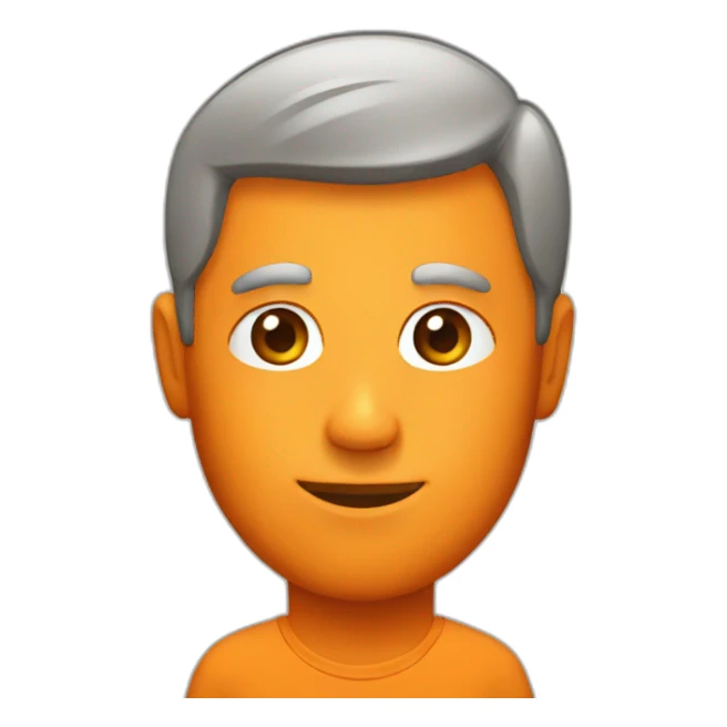 man with tangerine for head sticker
