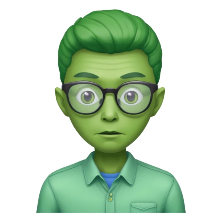 allien with glasses and shirt sticker