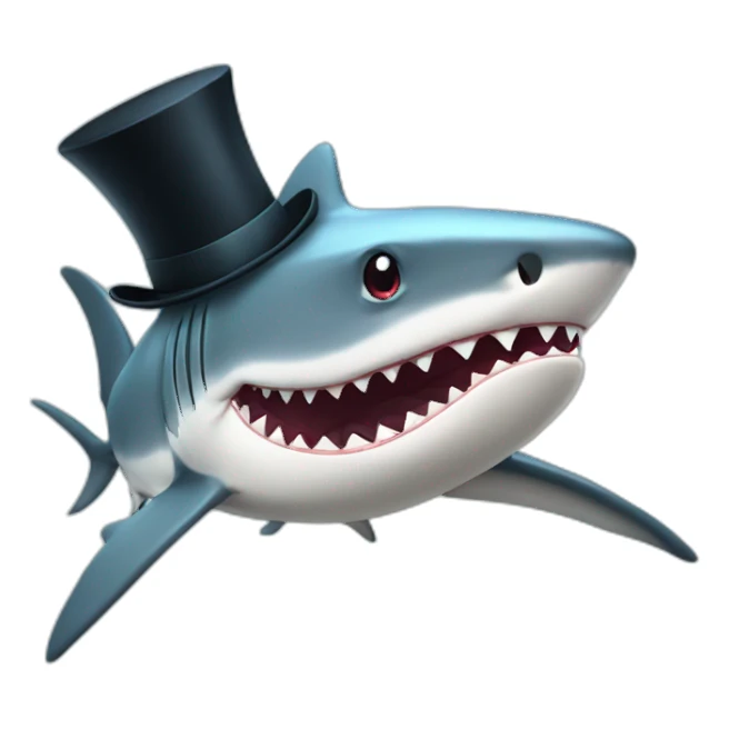 Shark with a top hat sticker