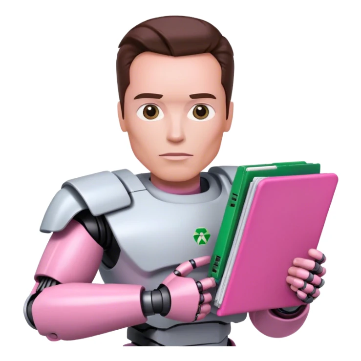 schwarzenegger-looking half robotic half human pink terminator holding microsoft excel pink folder sticker
