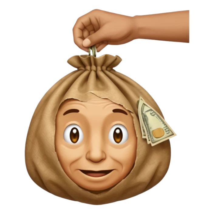 hand holding money bag sticker