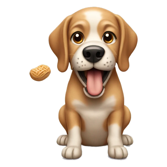 dog eating peanut sticker
