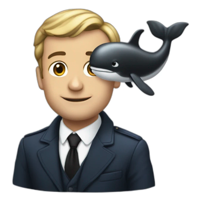 Macron sur baleine sticker