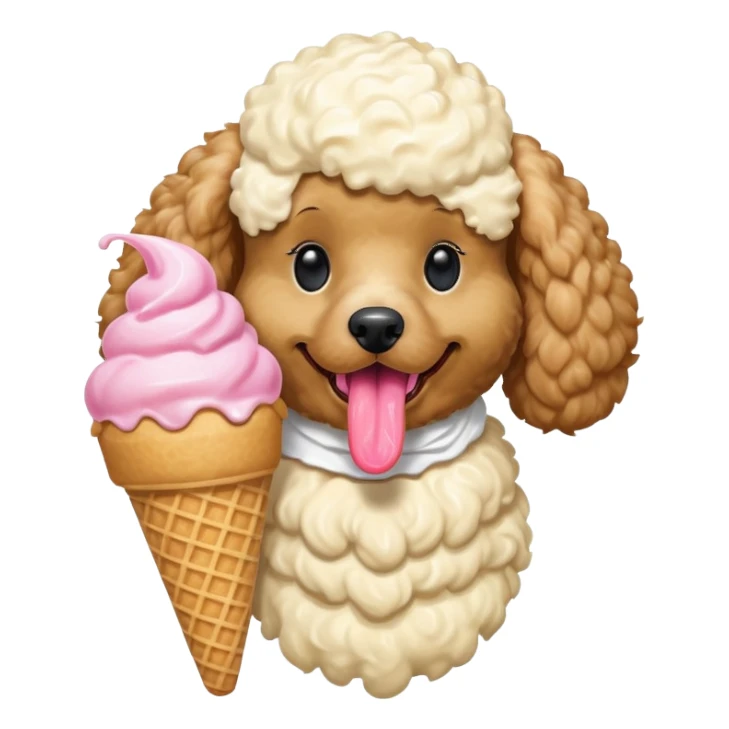 Poodle eating ice cream sticker