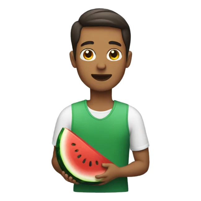 guy holding a watermelon sticker