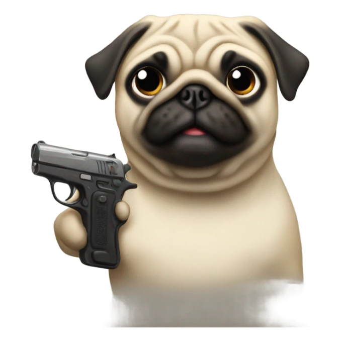 pug with a gun sticker
