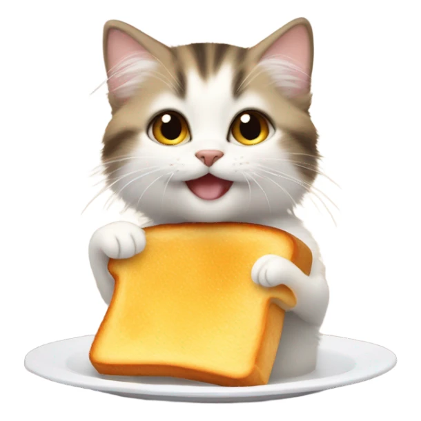 Kitten eating grilled cheese sticker