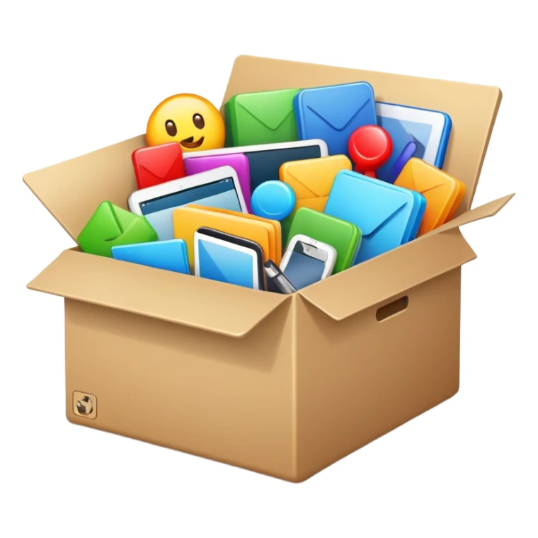 Box full of desktop material  sticker