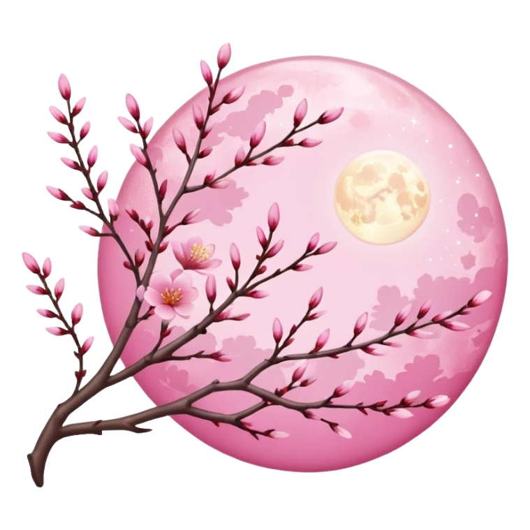 sakura branch with a moon sticker