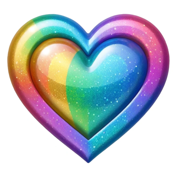 glitter heart with bold rainbow colors sticker