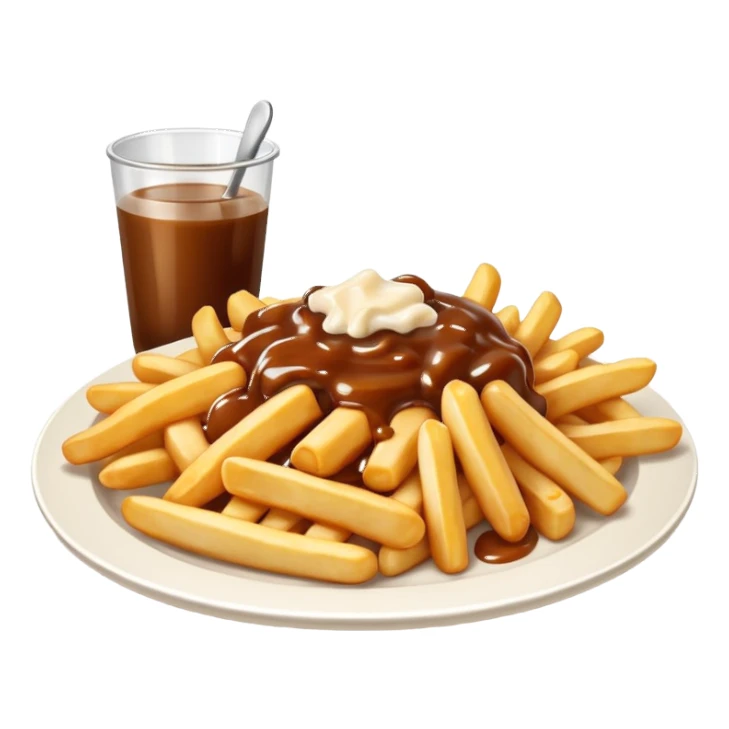 poutine in a white plate sticker