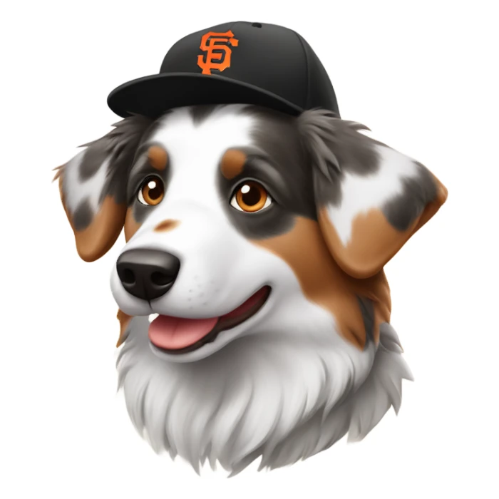 Australian shepherd in sf giants hat sticker