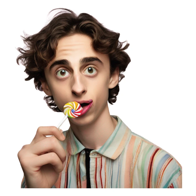timothee chalamet sucking a lollipop sticker