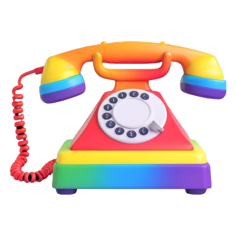 rainbow colored telephone sticker