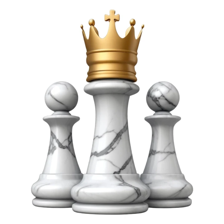 white plastic chess pieces, king, white, marble sticker