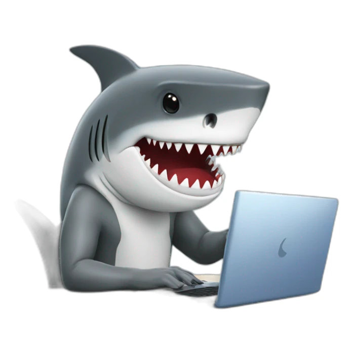 Shark hacker with laptop  sticker