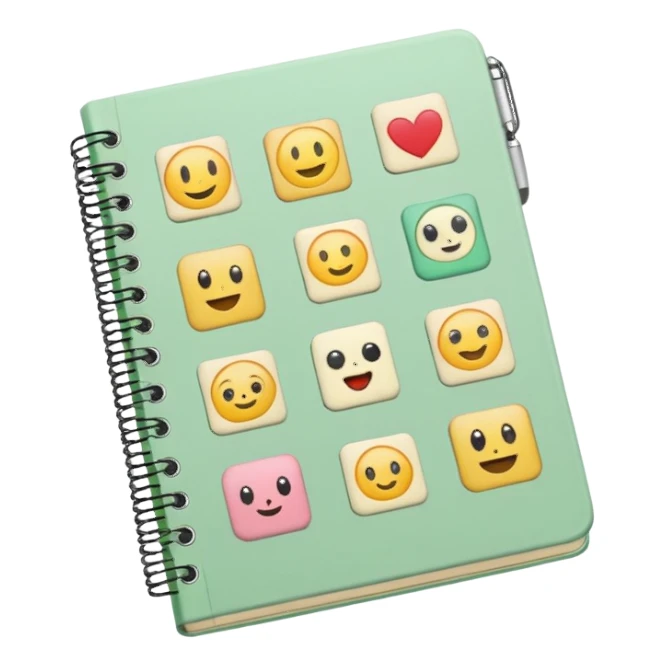 pale green note book with cute stickers sticker