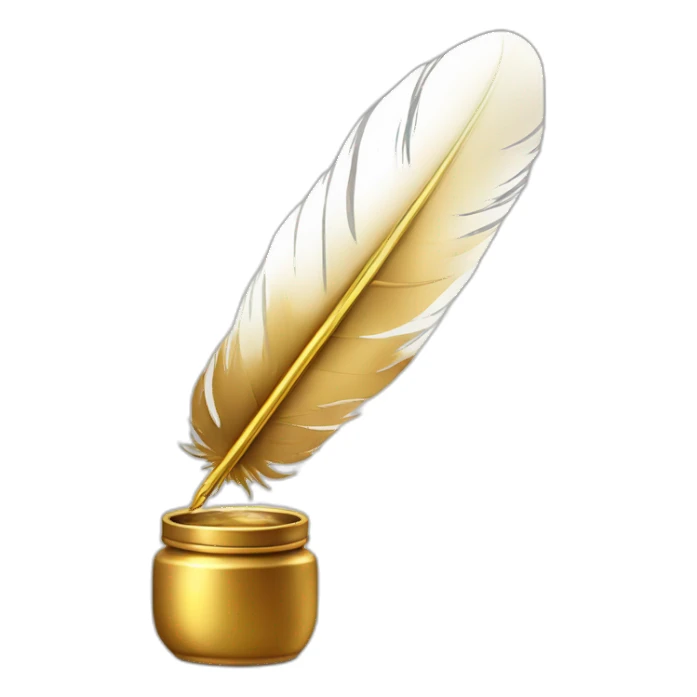 gold inkpot white feather sticker