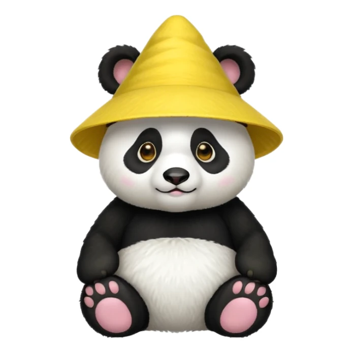 panda with yellow conical hat sticker