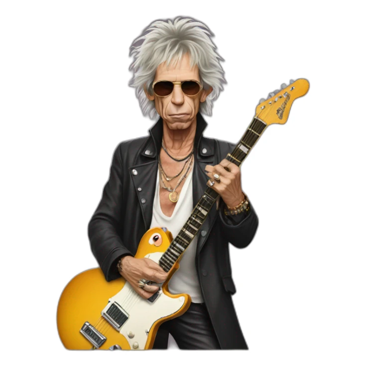 Keith Richards con guitarra sticker